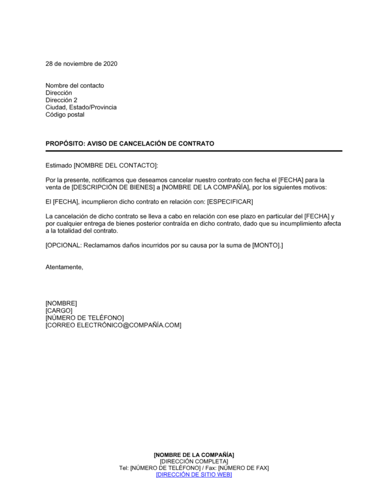 Cómo anular un contrato 1 Aviso de cancelación de contrato