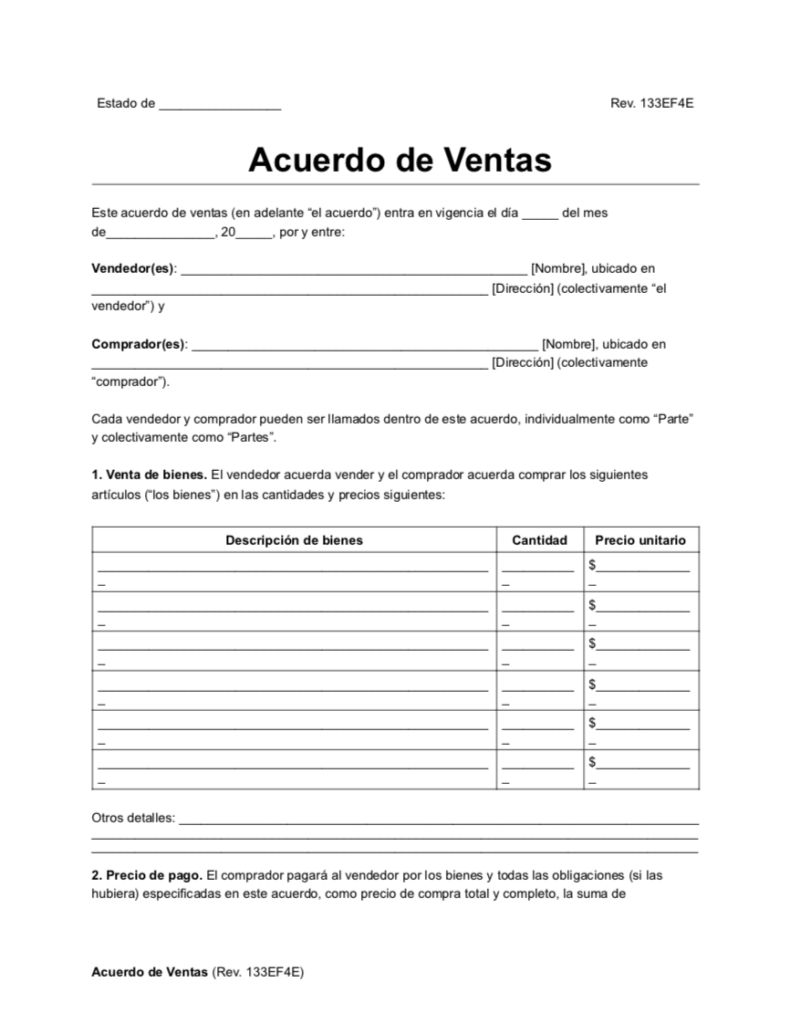 Cómo redactar un contrato comercial efectivo 1 Acuerdo de Ventas | PDF & Word