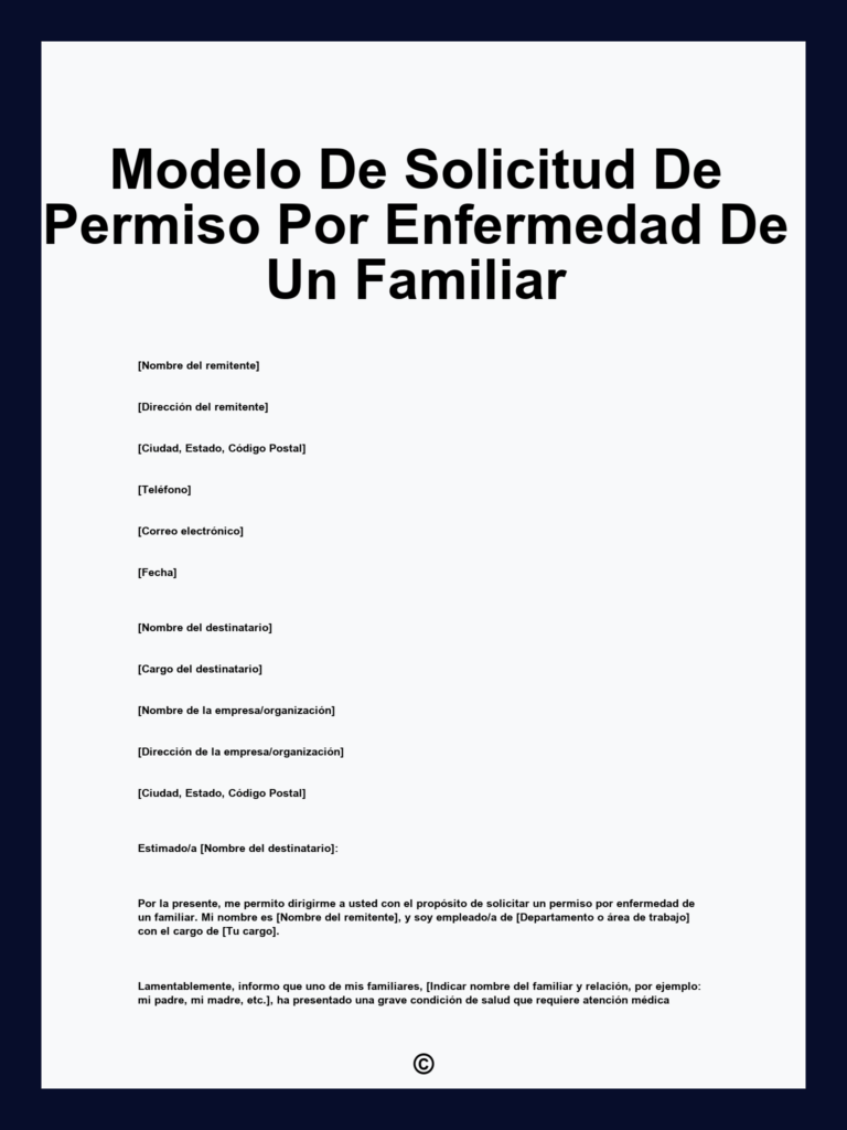 Cómo solicitar un permiso por enfermedad 1 Modelo De Solicitud De Permiso Por Enfermedad De Un Familiar